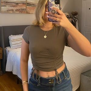 PRINCESS POLLY crop top with adjustable front and underwire corset built in!